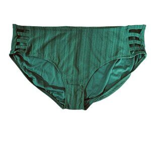 TIME & TRU Mid-Rise Bikini‎ Swimsuit Bottoms 3X (24W-26W) Green Open Sides NEW